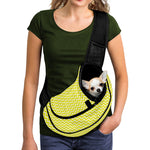 Yellow And White Zigzag Pattern Print Pet Sling Carrier