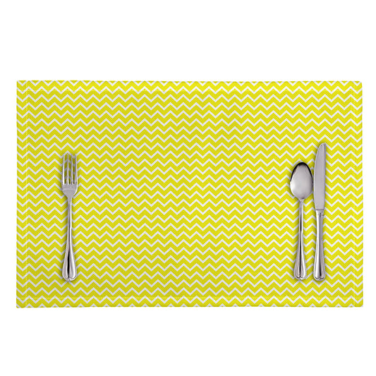 Yellow And White Zigzag Pattern Print Placemat