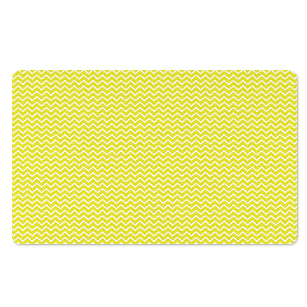 Yellow And White Zigzag Pattern Print Polyester Doormat