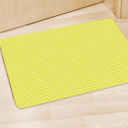 Yellow And White Zigzag Pattern Print Polyester Doormat
