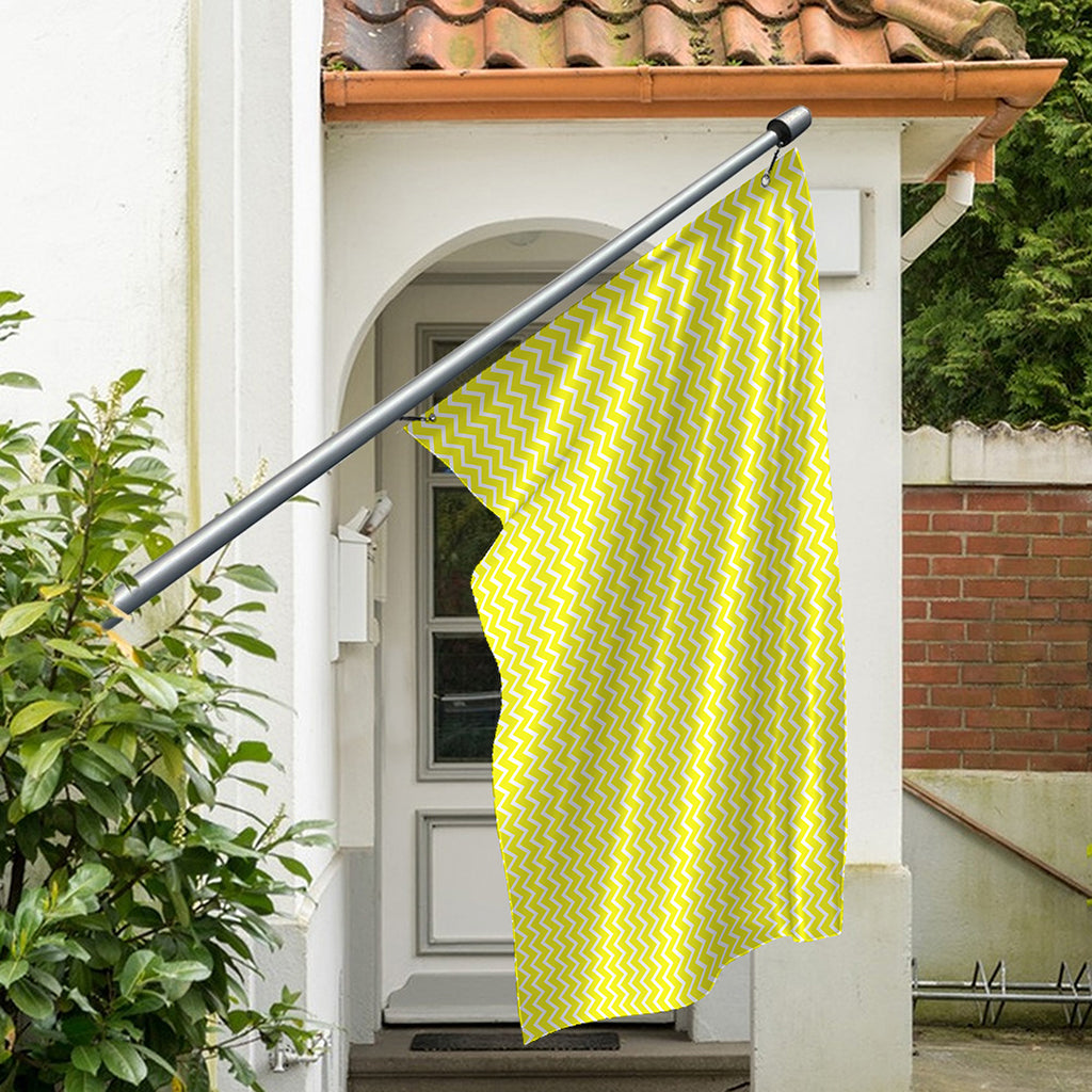 Yellow And White Zigzag Pattern Print Polyester Flag