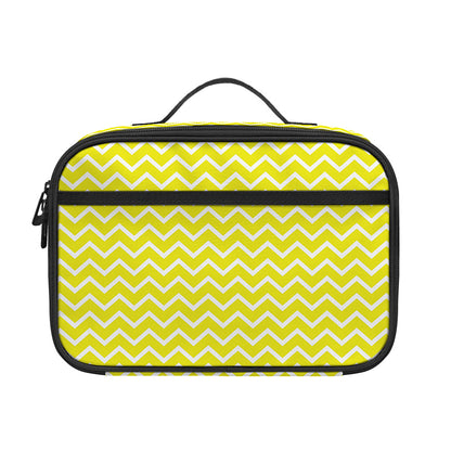 Yellow And White Zigzag Pattern Print Portable Lunch Bag