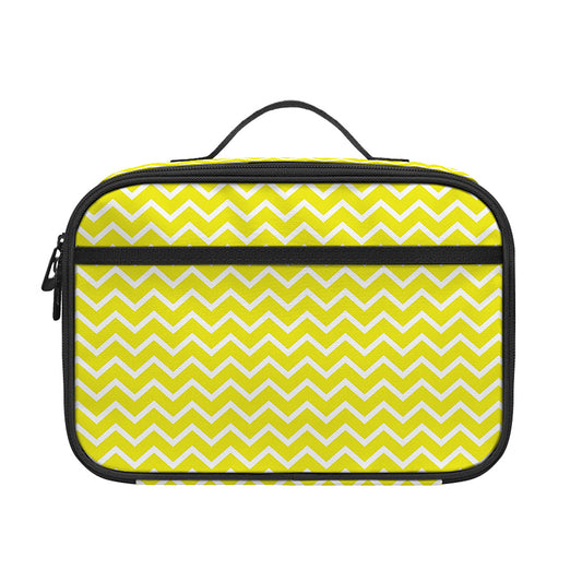 Yellow And White Zigzag Pattern Print Portable Lunch Bag