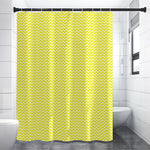 Yellow And White Zigzag Pattern Print Premium Shower Curtain