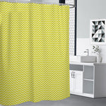Yellow And White Zigzag Pattern Print Premium Shower Curtain