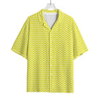 Yellow And White Zigzag Pattern Print Rayon Hawaiian Shirt