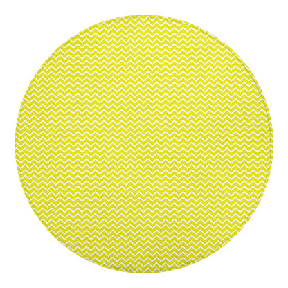 Yellow And White Zigzag Pattern Print Round Blanket
