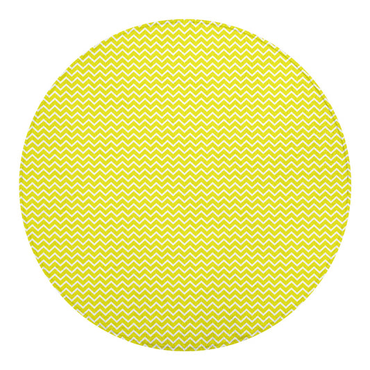 Yellow And White Zigzag Pattern Print Round Blanket