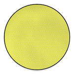 Yellow And White Zigzag Pattern Print Round Floor Mat