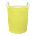 Yellow And White Zigzag Pattern Print Round Laundry Basket
