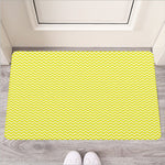 Yellow And White Zigzag Pattern Print Rubber Doormat