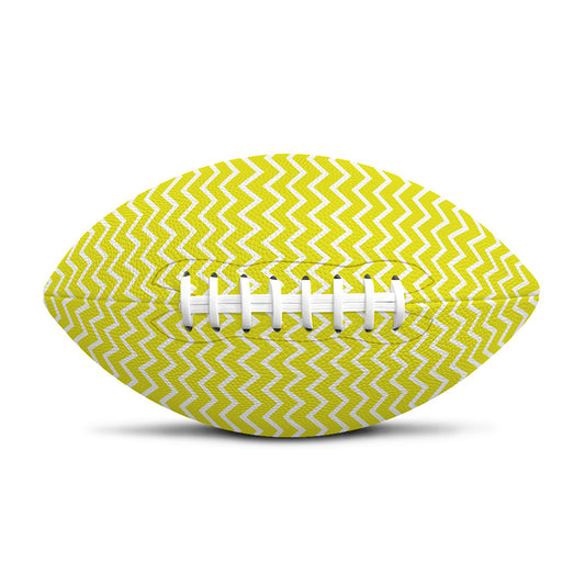 Yellow And White Zigzag Pattern Print Rugby Ball