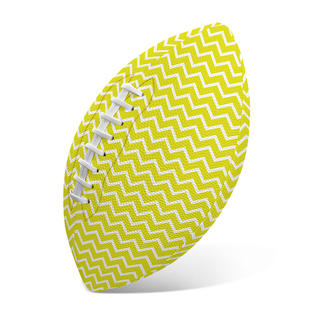 Yellow And White Zigzag Pattern Print Rugby Ball