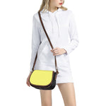 Yellow And White Zigzag Pattern Print Saddle Bag