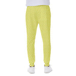 Yellow And White Zigzag Pattern Print Scuba Joggers