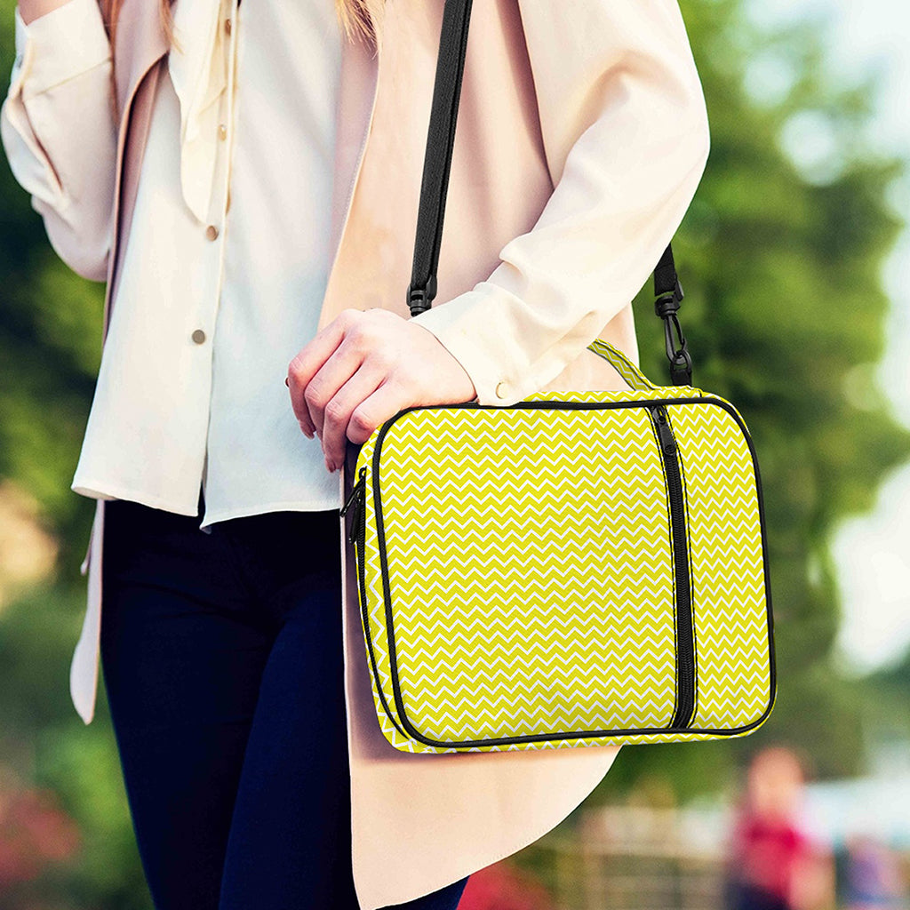 Yellow And White Zigzag Pattern Print Shoulder Strap Bible Bag