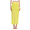 Yellow And White Zigzag Pattern Print Side Slit Maxi Skirt