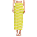 Yellow And White Zigzag Pattern Print Side Slit Maxi Skirt