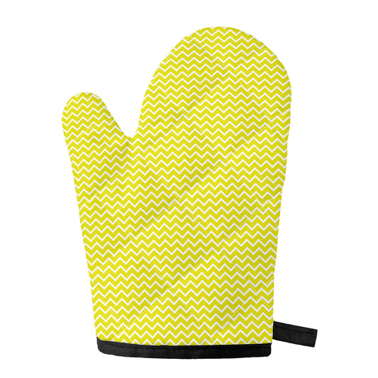 Yellow And White Zigzag Pattern Print Single Oven Mitt