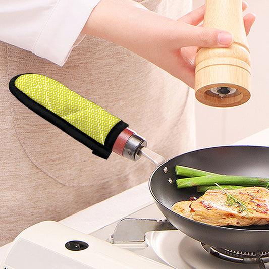 Yellow And White Zigzag Pattern Print Skillet Handle Cover