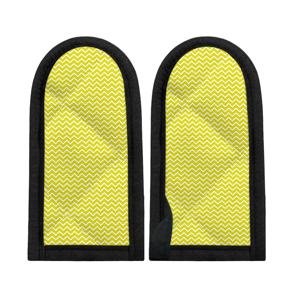 Yellow And White Zigzag Pattern Print Skillet Handle Cover