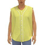 Yellow And White Zigzag Pattern Print Sleeveless Baseball Jersey