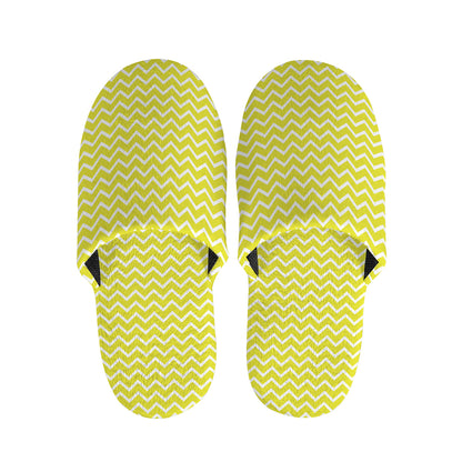 Yellow And White Zigzag Pattern Print Slippers