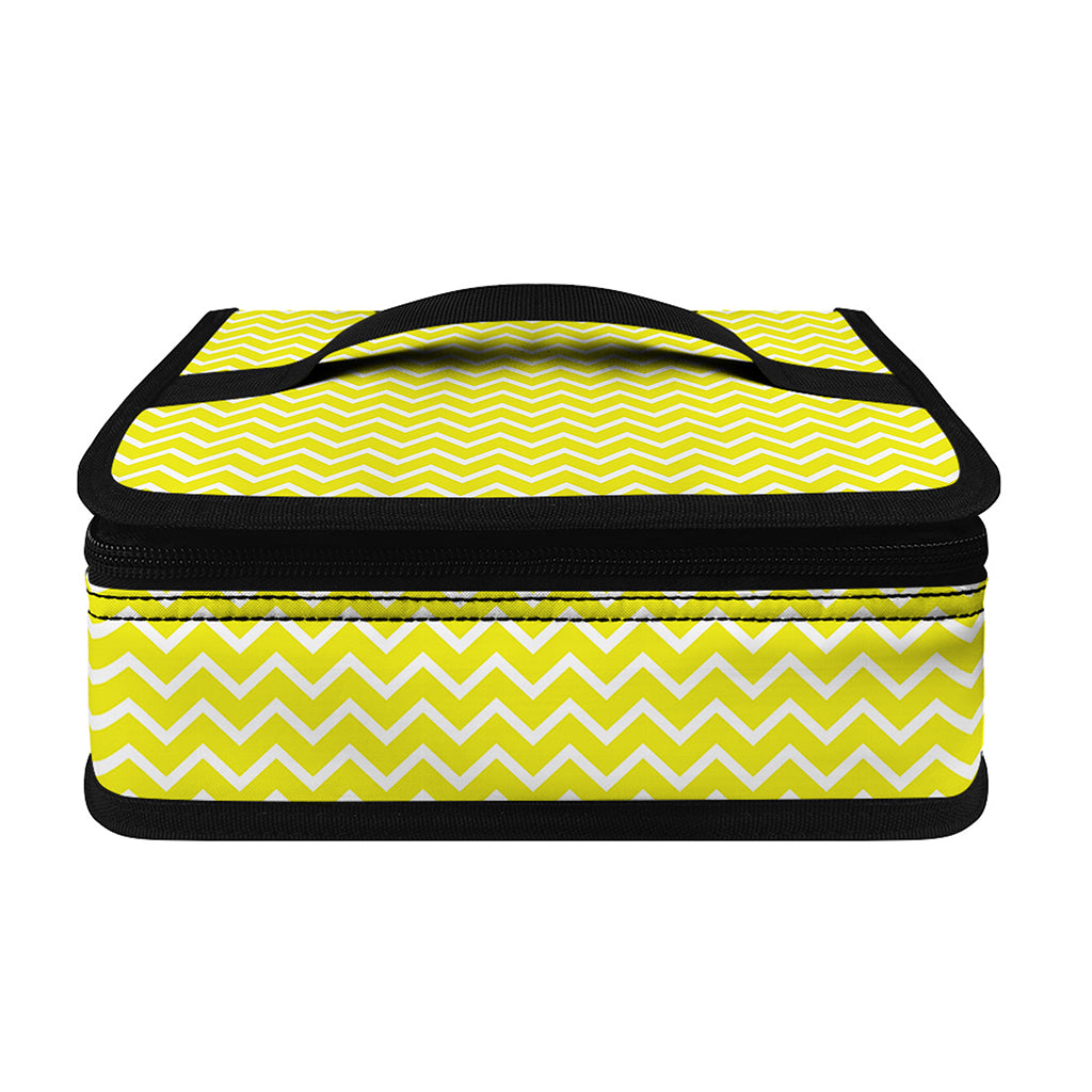 Yellow And White Zigzag Pattern Print Small Lunch Bag