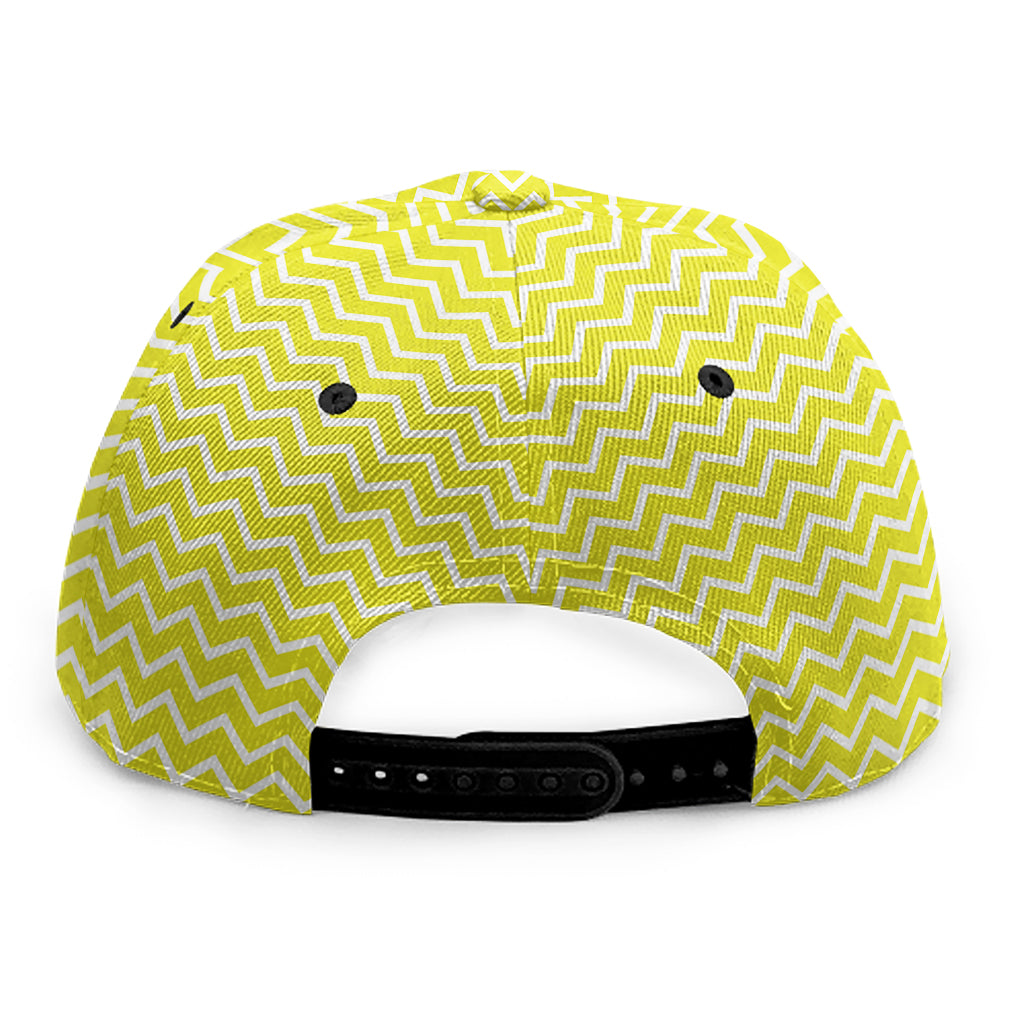 Yellow And White Zigzag Pattern Print Snapback Cap