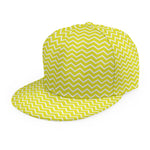 Yellow And White Zigzag Pattern Print Snapback Cap