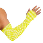 Yellow And White Zigzag Pattern Print Sun Protection Arm Sleeves