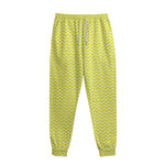 Yellow And White Zigzag Pattern Print Sweatpants