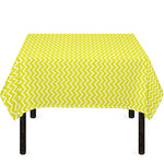 Yellow And White Zigzag Pattern Print Tablecloth