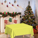 Yellow And White Zigzag Pattern Print Tablecloth