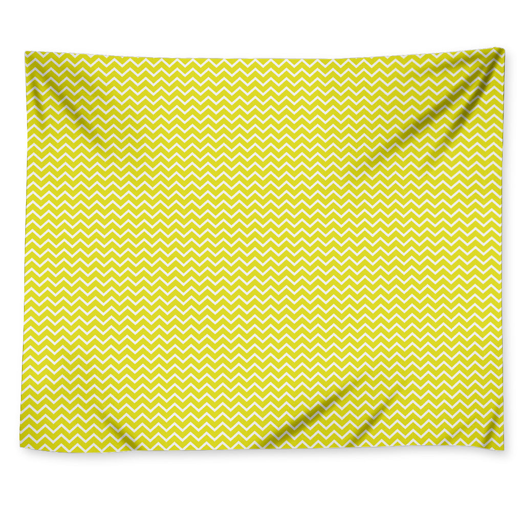 Yellow And White Zigzag Pattern Print Tapestry
