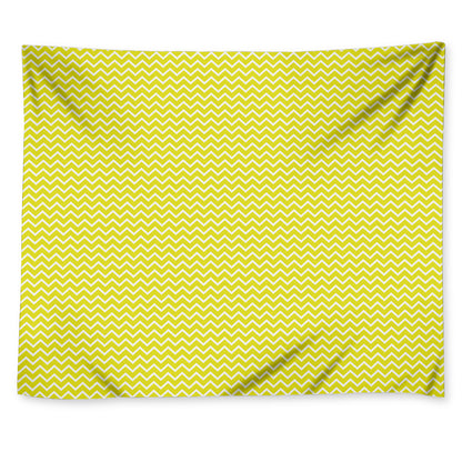 Yellow And White Zigzag Pattern Print Tapestry