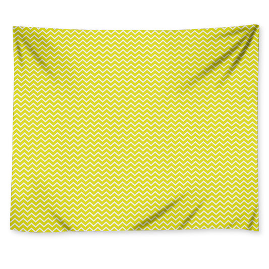 Yellow And White Zigzag Pattern Print Tapestry