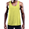Yellow And White Zigzag Pattern Print Men's Workout Tank Top