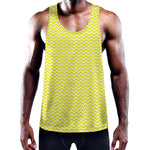 Yellow And White Zigzag Pattern Print Training Tank Top