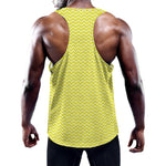 Yellow And White Zigzag Pattern Print Training Tank Top