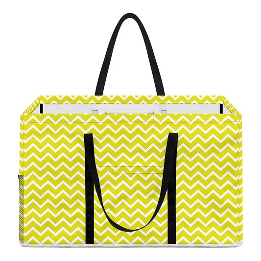 Yellow And White Zigzag Pattern Print Utility Tote Bag