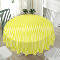 Yellow And White Zigzag Pattern Print Waterproof Round Tablecloth