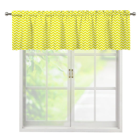 Yellow And White Zigzag Pattern Print Window Valance