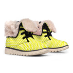 Yellow And White Zigzag Pattern Print Winter Boots