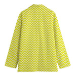 Yellow And White Zigzag Pattern Print Women's Blazer