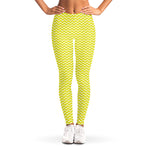 Yellow And White Zigzag Pattern Print Women's Leggings