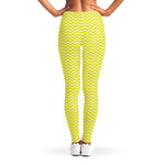 Yellow And White Zigzag Pattern Print Women's Leggings