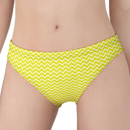 Yellow And White Zigzag Pattern Print Women's Panties