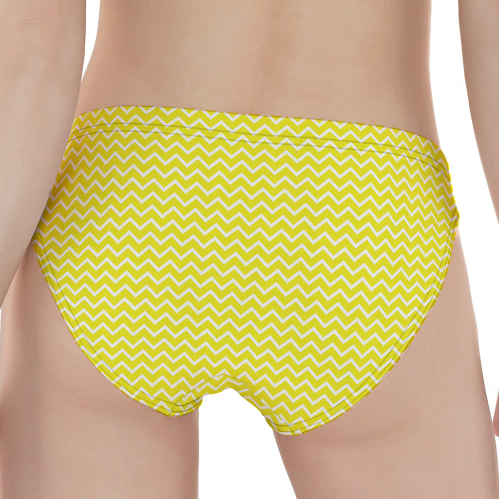 Yellow And White Zigzag Pattern Print Women's Panties