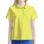 Yellow And White Zigzag Pattern Print Women's Polo Shirt